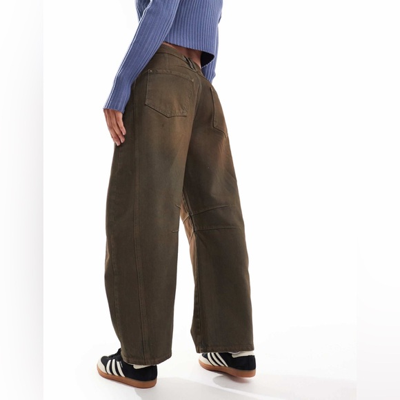 𝓯𝓹 Free People ~ We The Free Good Luck Coated Barrel Jeans - Picture 11 of 12